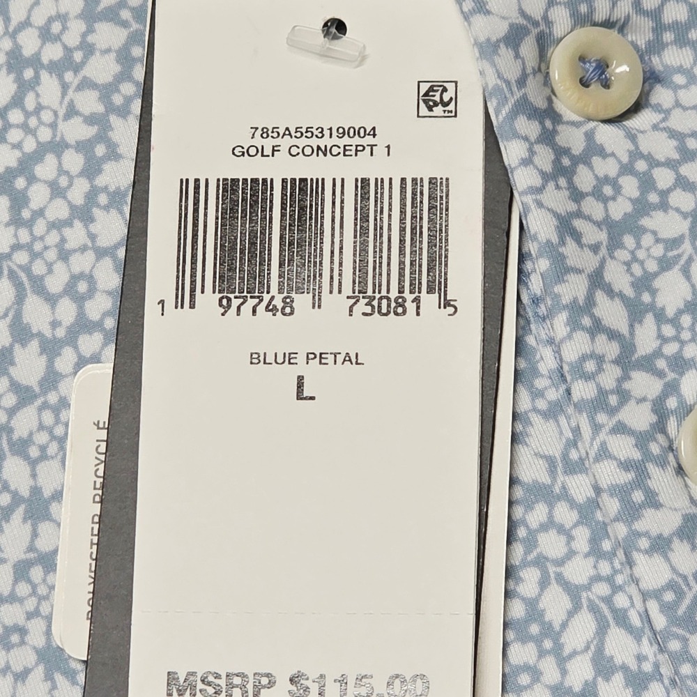 RLX Ralph Lauren Polo Shirt Men's L Blue Petal Floral Golf Concept 1 NWT - Picture 6 of 12